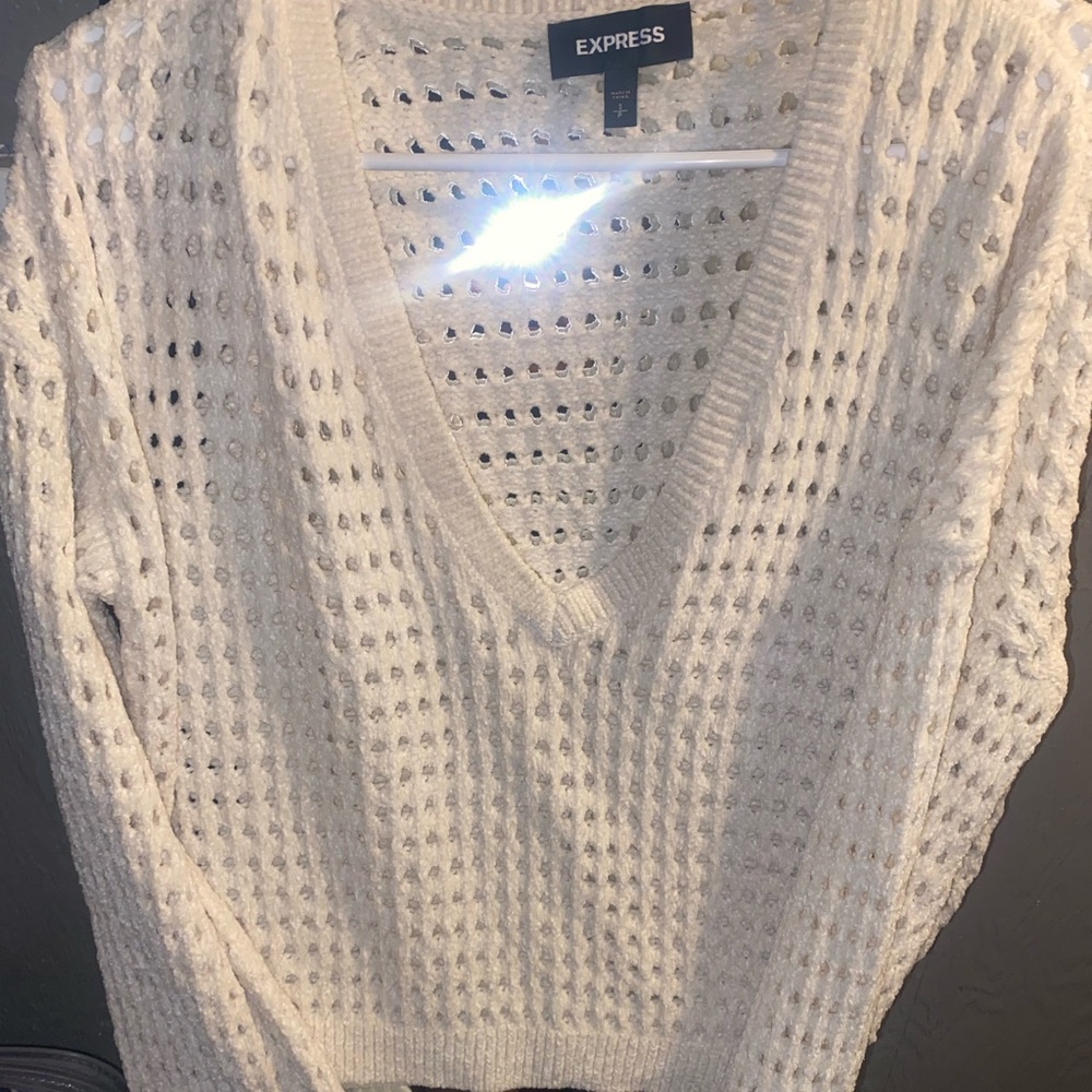 Express white sweater flowy sleeves size S